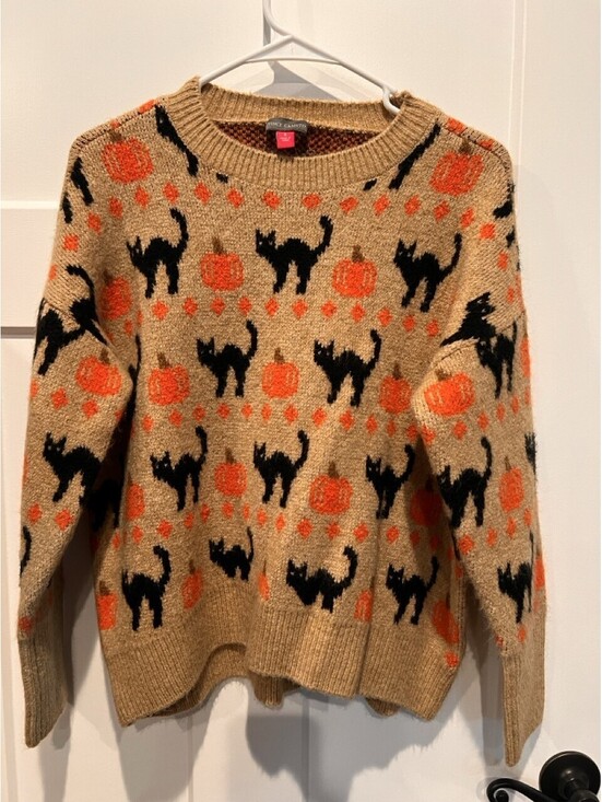 Vince Sweaters - Vince Camuto Womens S Halloween Black Cat Pumpkin Sweater SV7755201